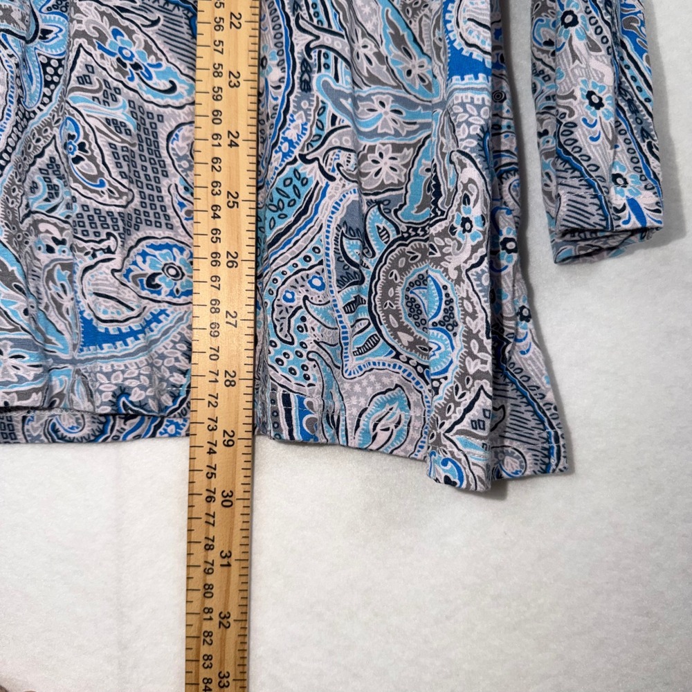 V Cristina Women Large Blue Paisley Rhinestone Embellished Top Boho Vintage Y2k - Picture 5 of 8
